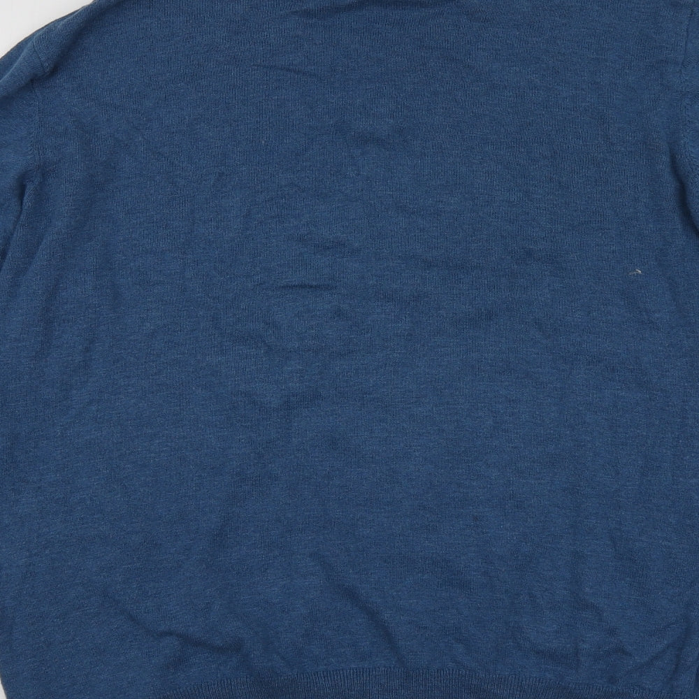 George Mens Blue Round Neck  Cotton Pullover Jumper Size XL