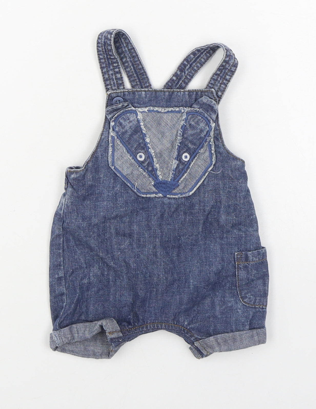 NEXT Baby Blue  100% Cotton Dungaree Outfit/Set Size 0-3 Months  Button