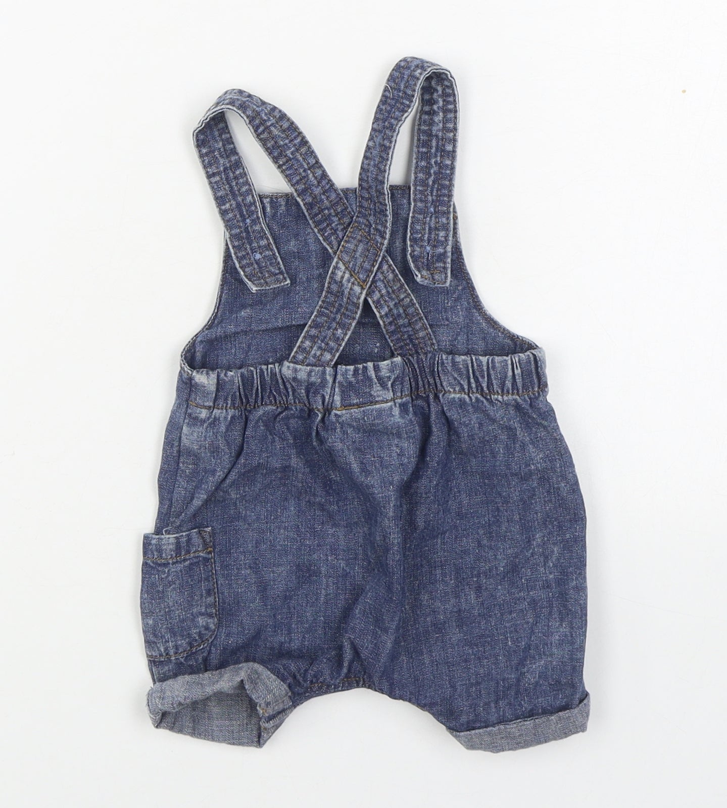 NEXT Baby Blue  100% Cotton Dungaree Outfit/Set Size 0-3 Months  Button