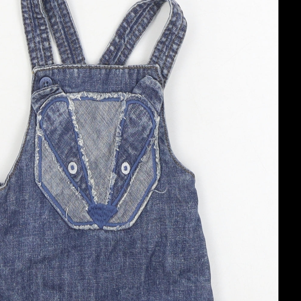 NEXT Baby Blue  100% Cotton Dungaree Outfit/Set Size 0-3 Months  Button
