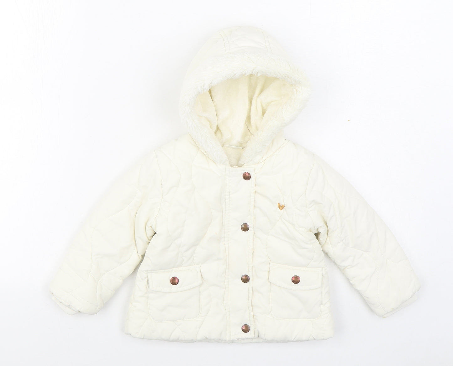 NEXT Baby White   Quilted Coat Size 12-18 Months   Zip