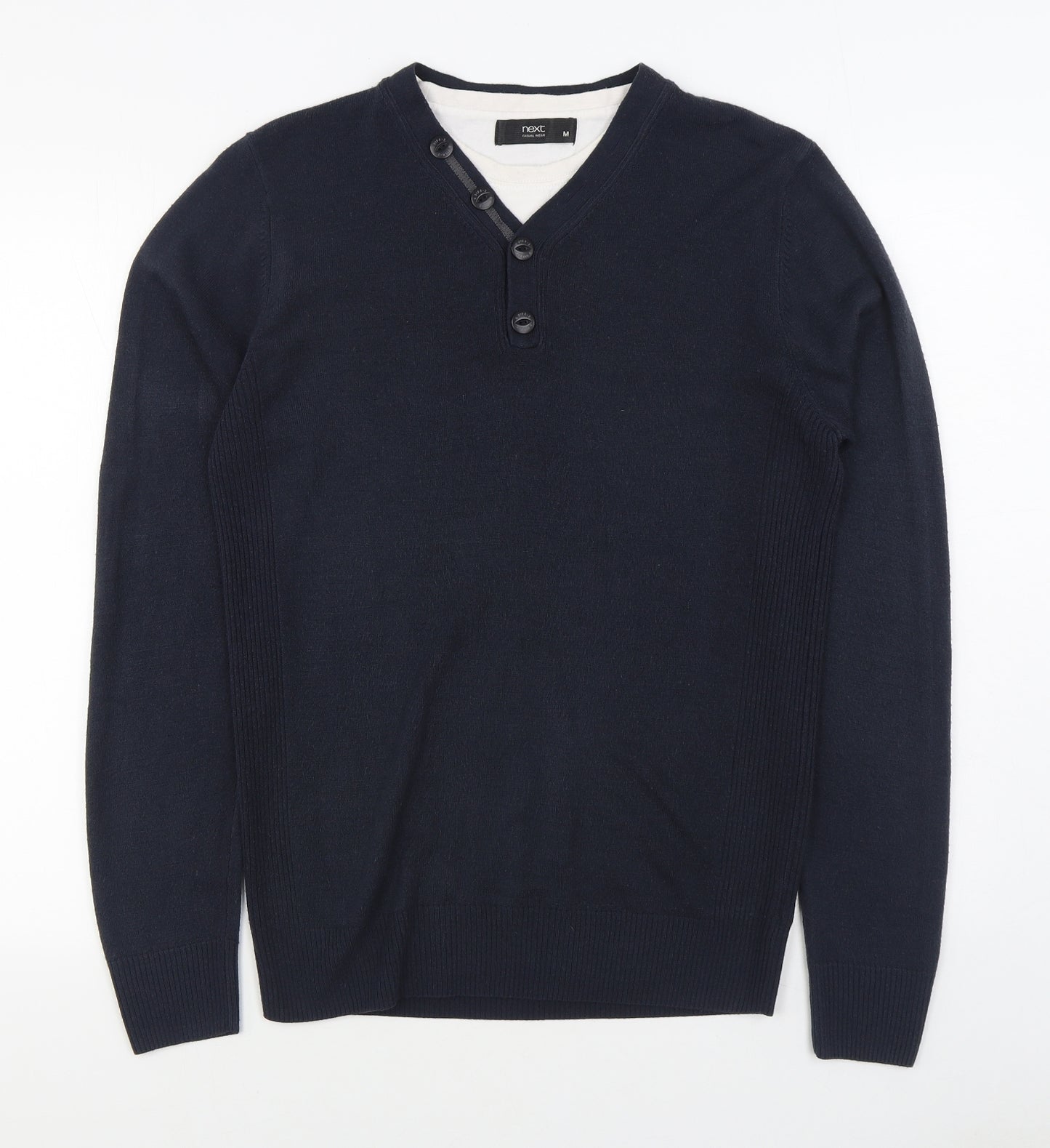 NEXT Mens Blue Round Neck  Cotton Pullover Jumper Size M