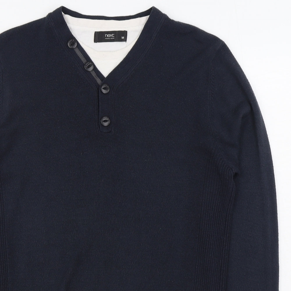 NEXT Mens Blue Round Neck  Cotton Pullover Jumper Size M