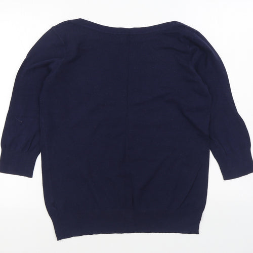 Gap Womens Blue Boat Neck  Cotton Pullover Jumper Size L