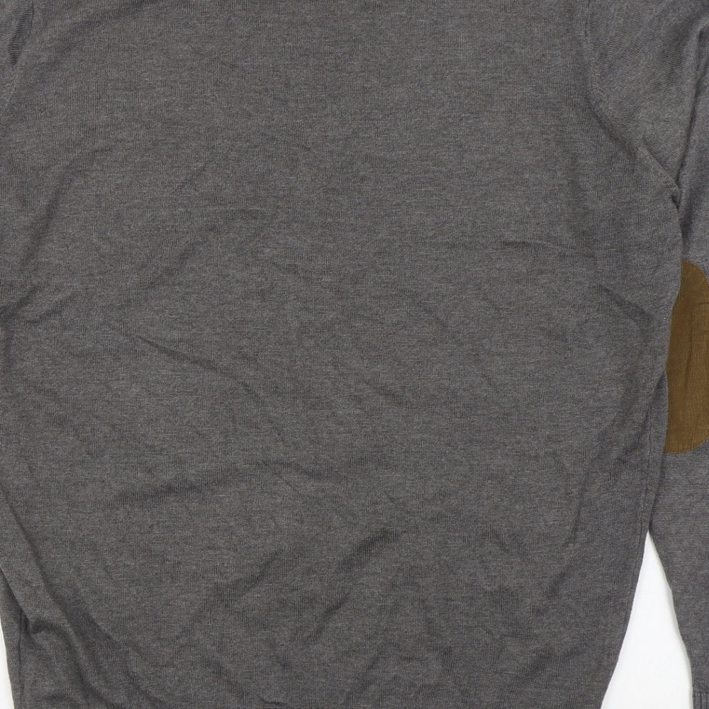 Brave Soul Mens Grey Round Neck  Acrylic Pullover Jumper Size L