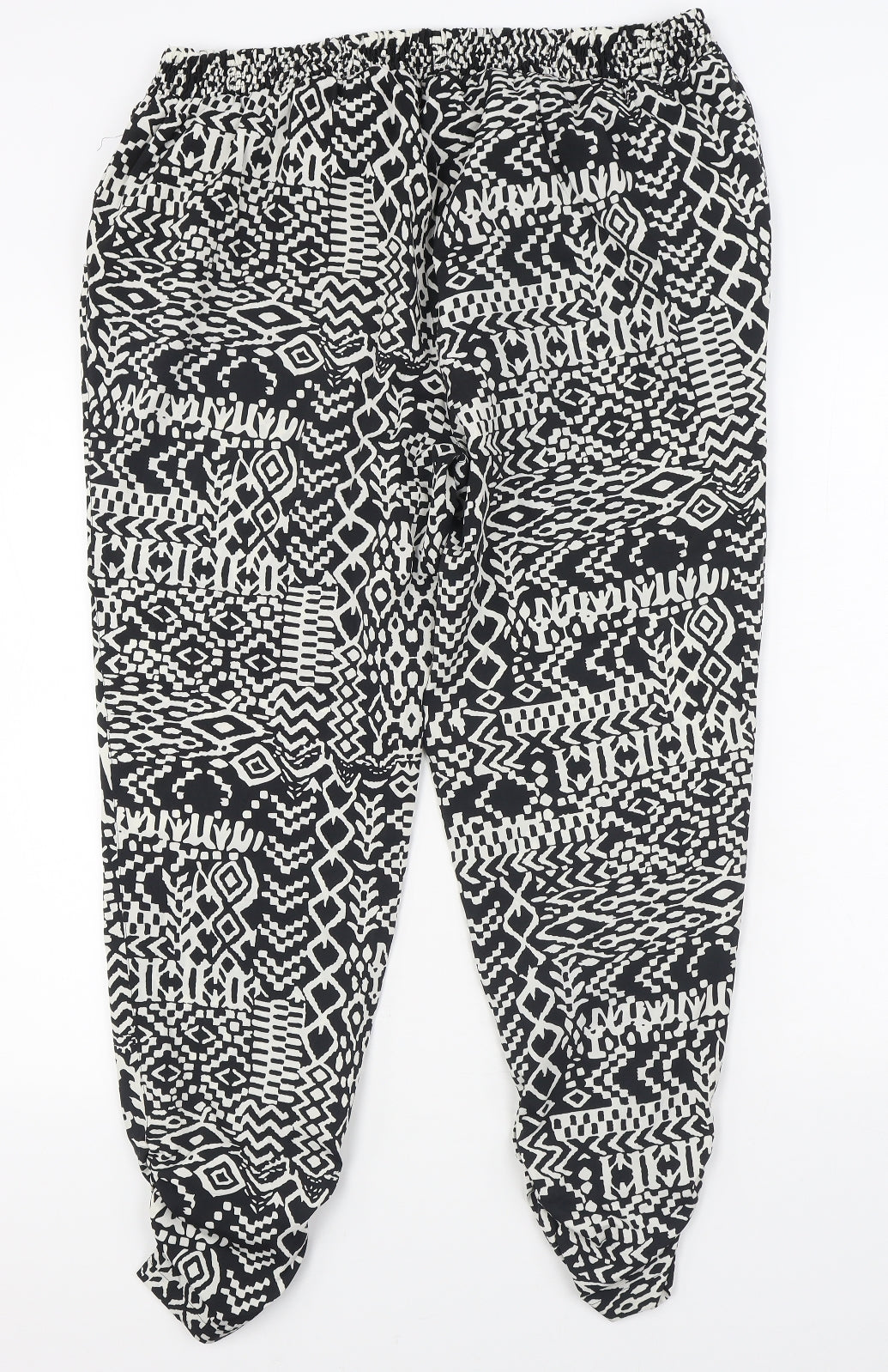F&F Womens Black Geometric Polyester Trousers  Size 16 L28 in Regular