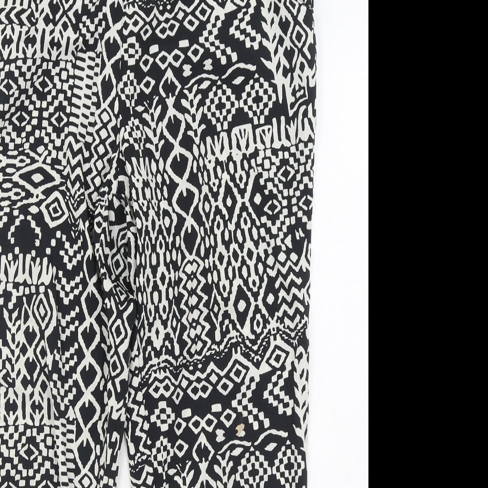 F&F Womens Black Geometric Polyester Trousers  Size 16 L28 in Regular