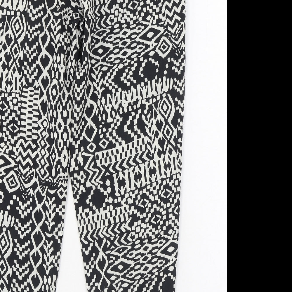 F&F Womens Black Geometric Polyester Trousers  Size 16 L28 in Regular