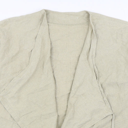 Gitta Womens Beige V-Neck  Linen Cardigan Jumper One Size