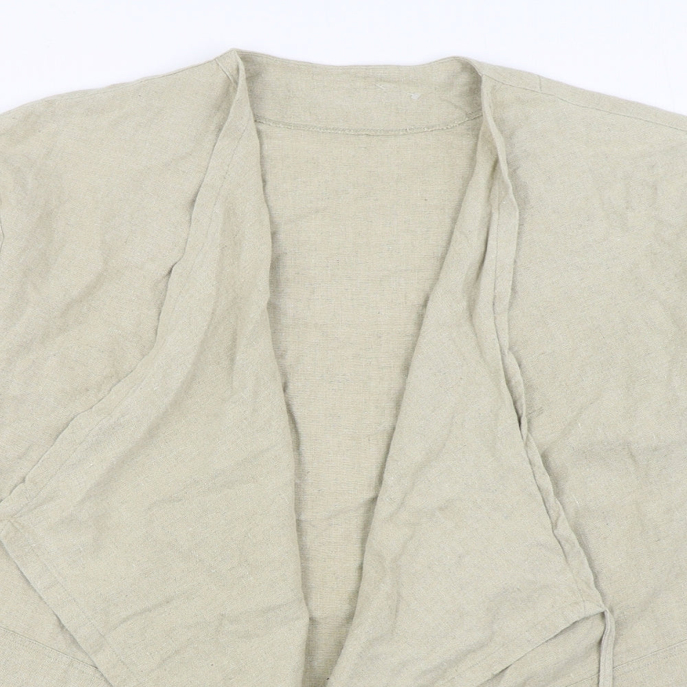Gitta Womens Beige V-Neck  Linen Cardigan Jumper One Size