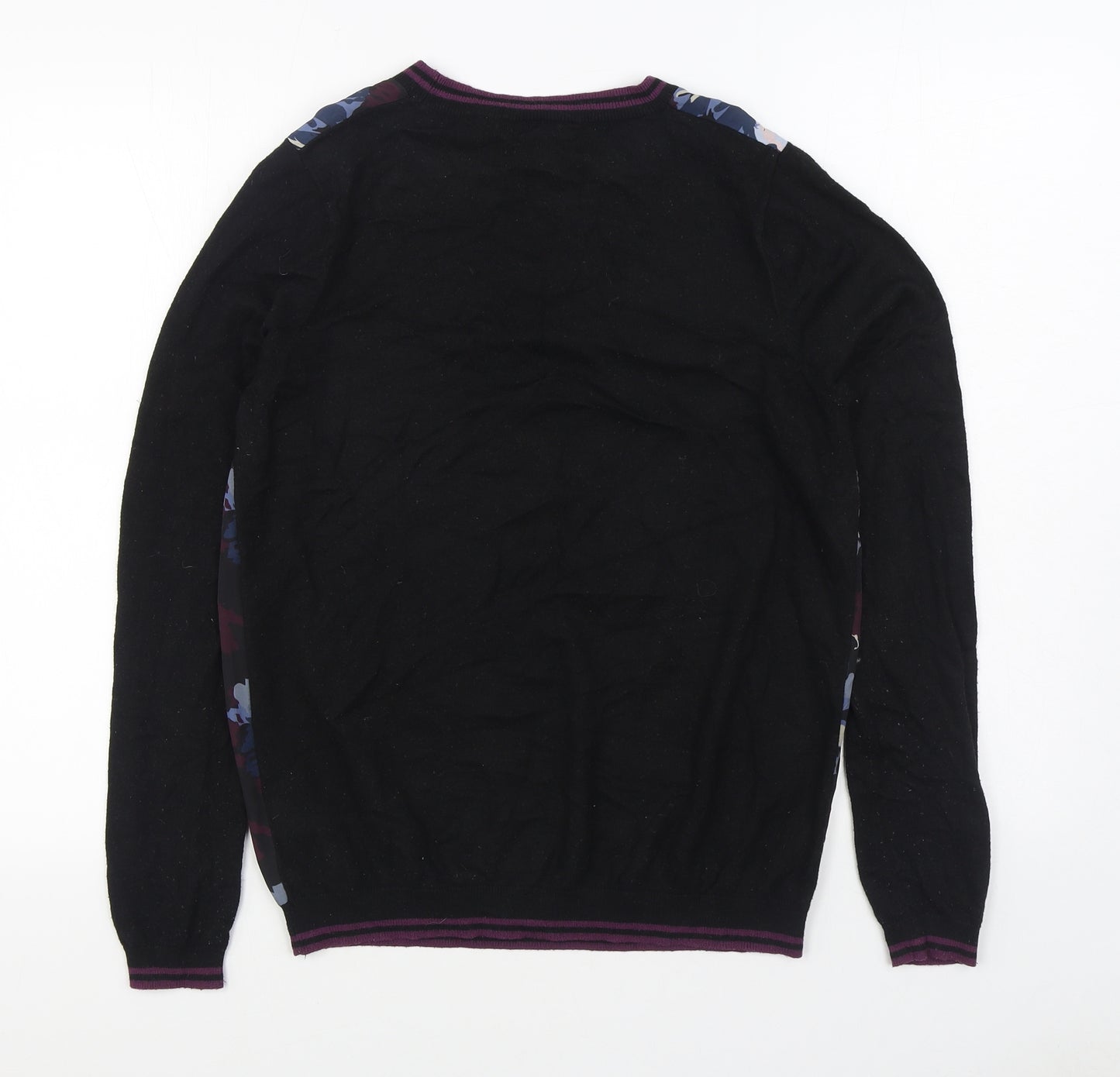 Warehouse Womens Black Round Neck  Viscose Pullover Jumper Size 12