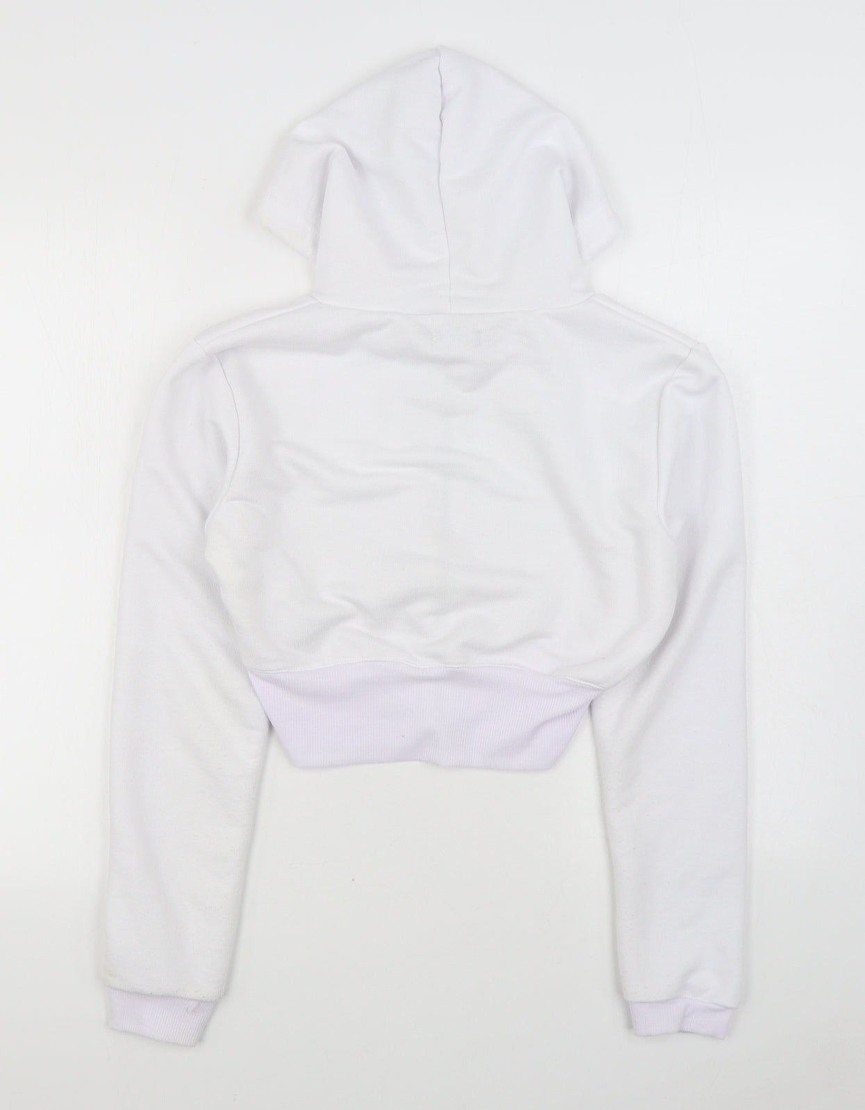 PRETTY LITTLE THING  Womens White  Cotton Full Zip Hoodie Size 8  Zip