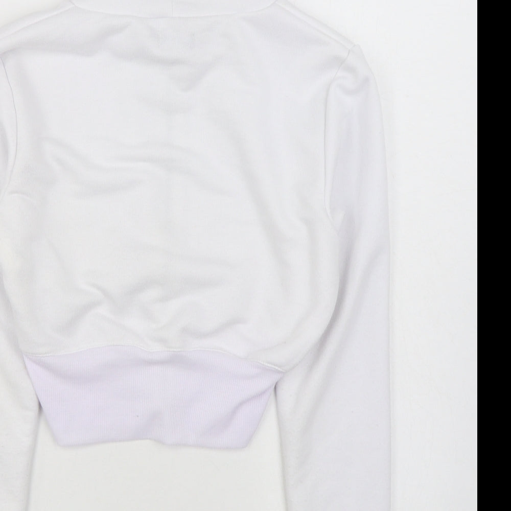 PRETTY LITTLE THING  Womens White  Cotton Full Zip Hoodie Size 8  Zip