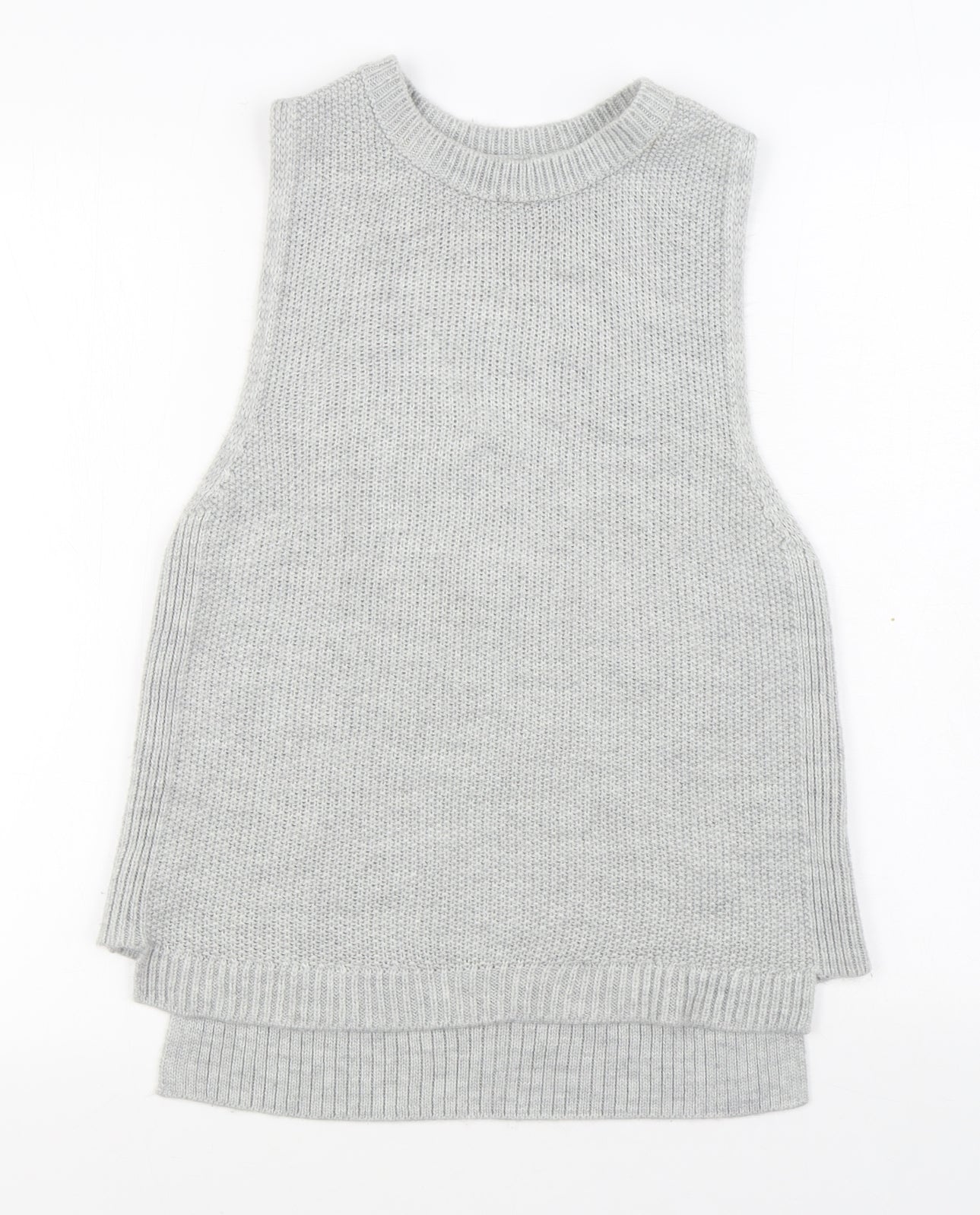Stradivarius Womens Grey Round Neck  Acrylic Vest Jumper Size S