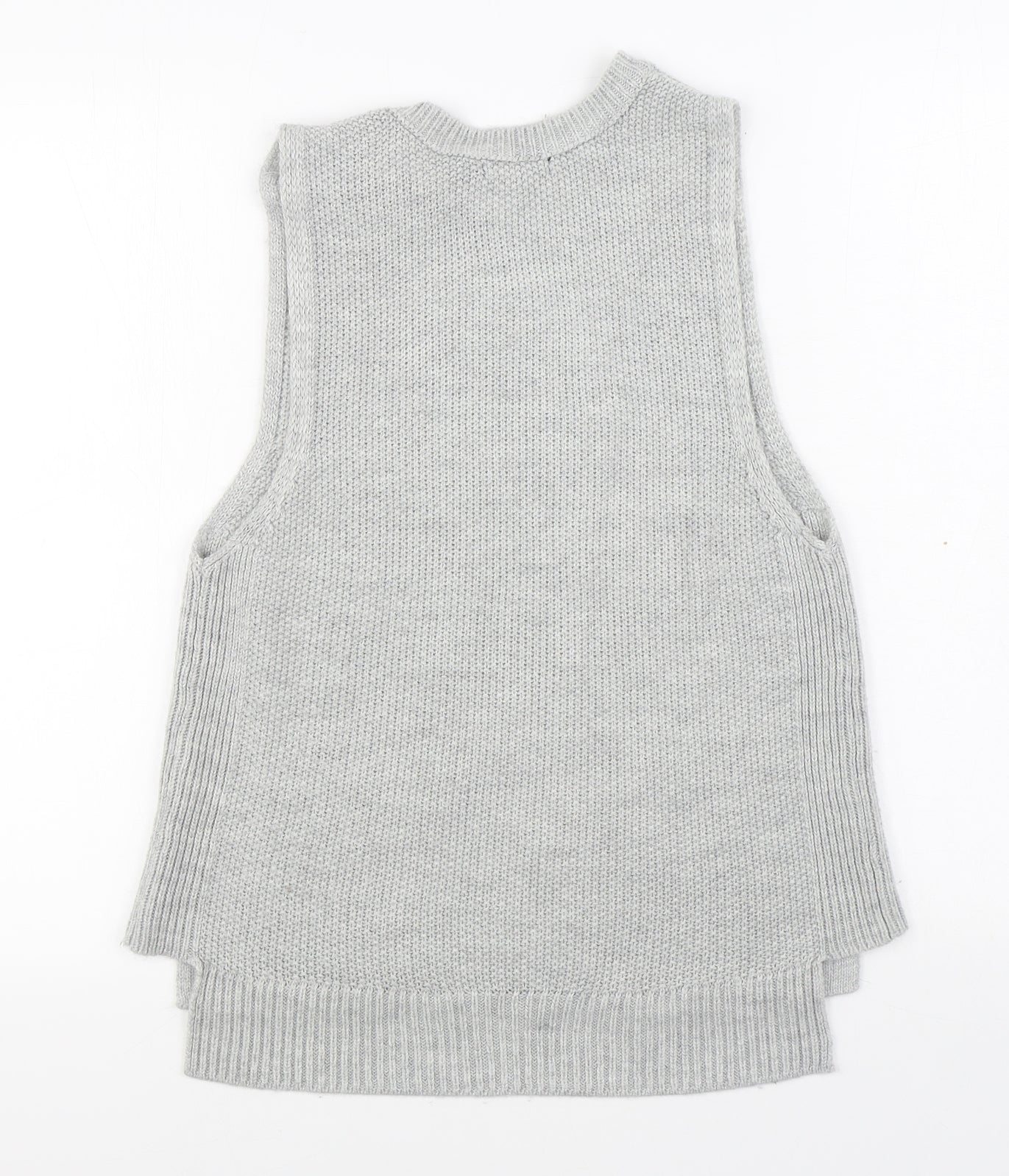 Stradivarius Womens Grey Round Neck  Acrylic Vest Jumper Size S