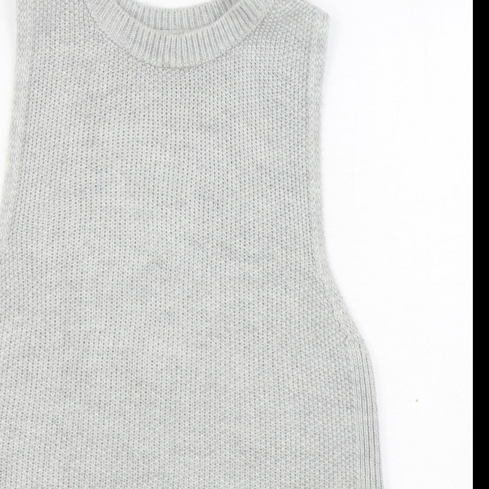 Stradivarius Womens Grey Round Neck  Acrylic Vest Jumper Size S