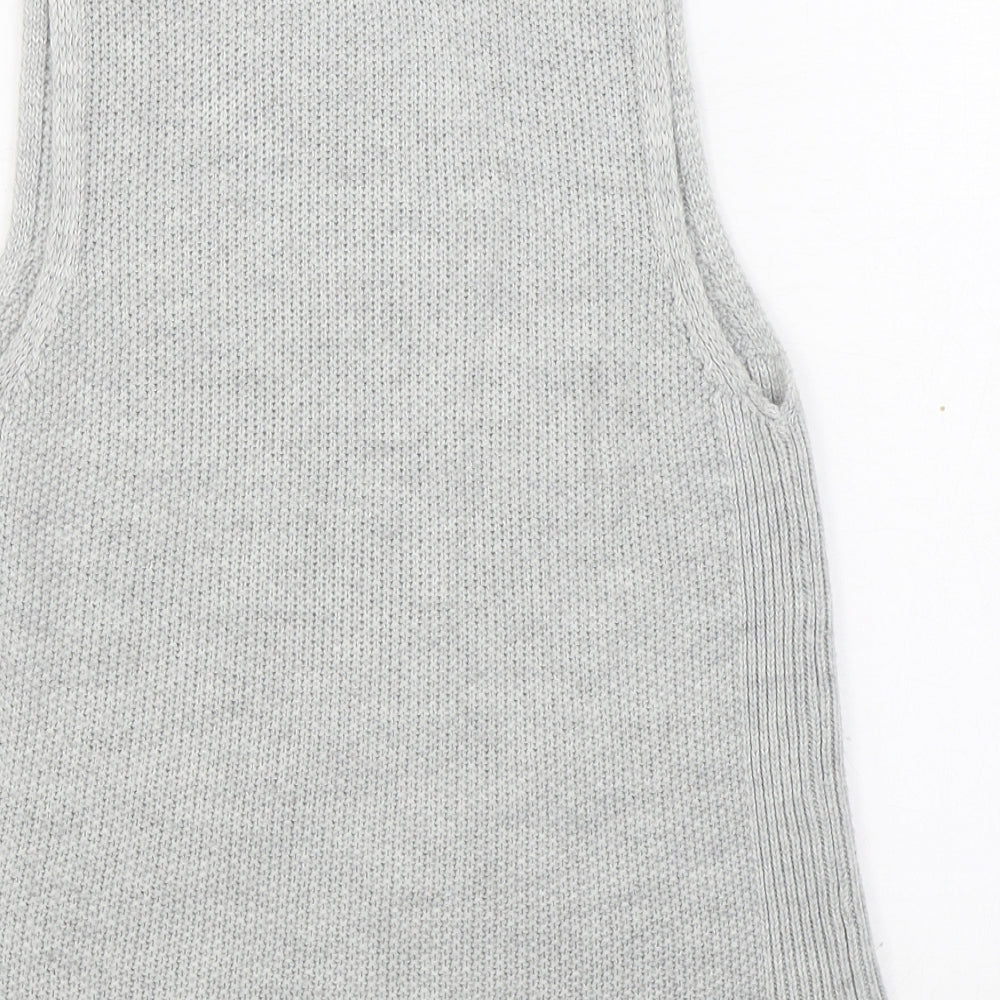Stradivarius Womens Grey Round Neck  Acrylic Vest Jumper Size S