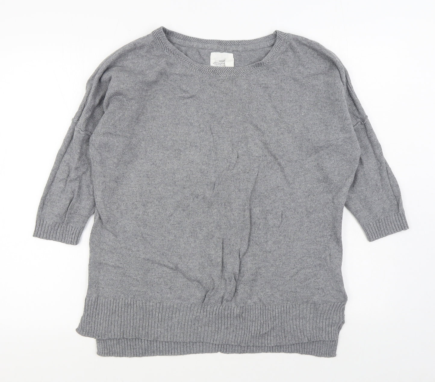 H&M Womens Grey Boat Neck  Cotton Pullover Jumper Size L