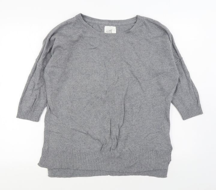 H&M Womens Grey Boat Neck  Cotton Pullover Jumper Size L