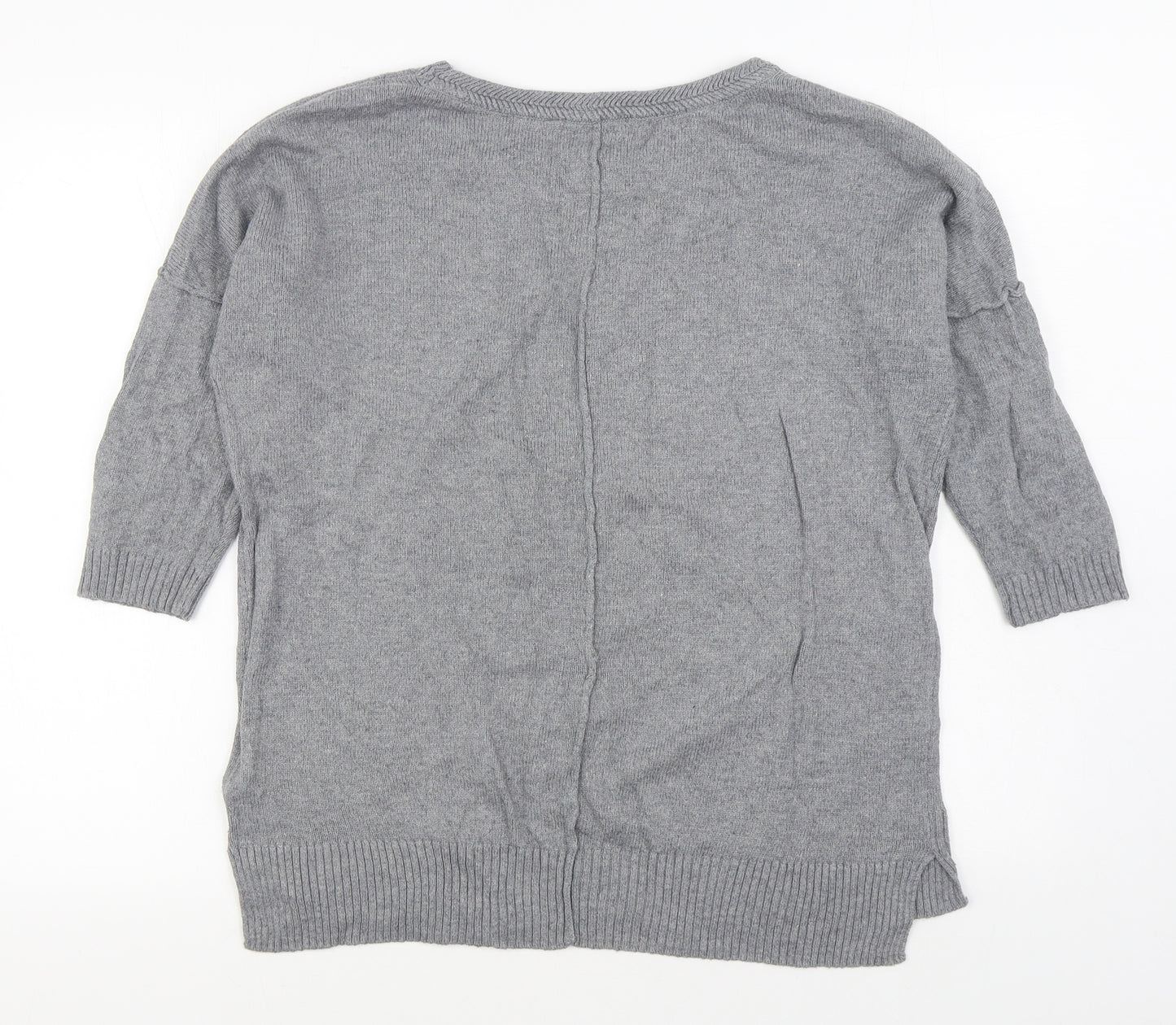 H&M Womens Grey Boat Neck  Cotton Pullover Jumper Size L