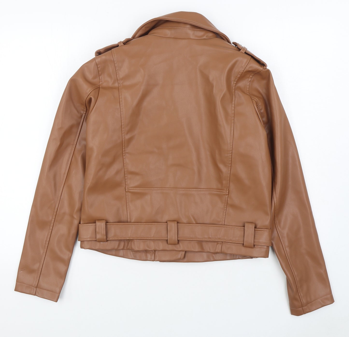 New Look Womens Brown   Biker Jacket Size 12  Zip