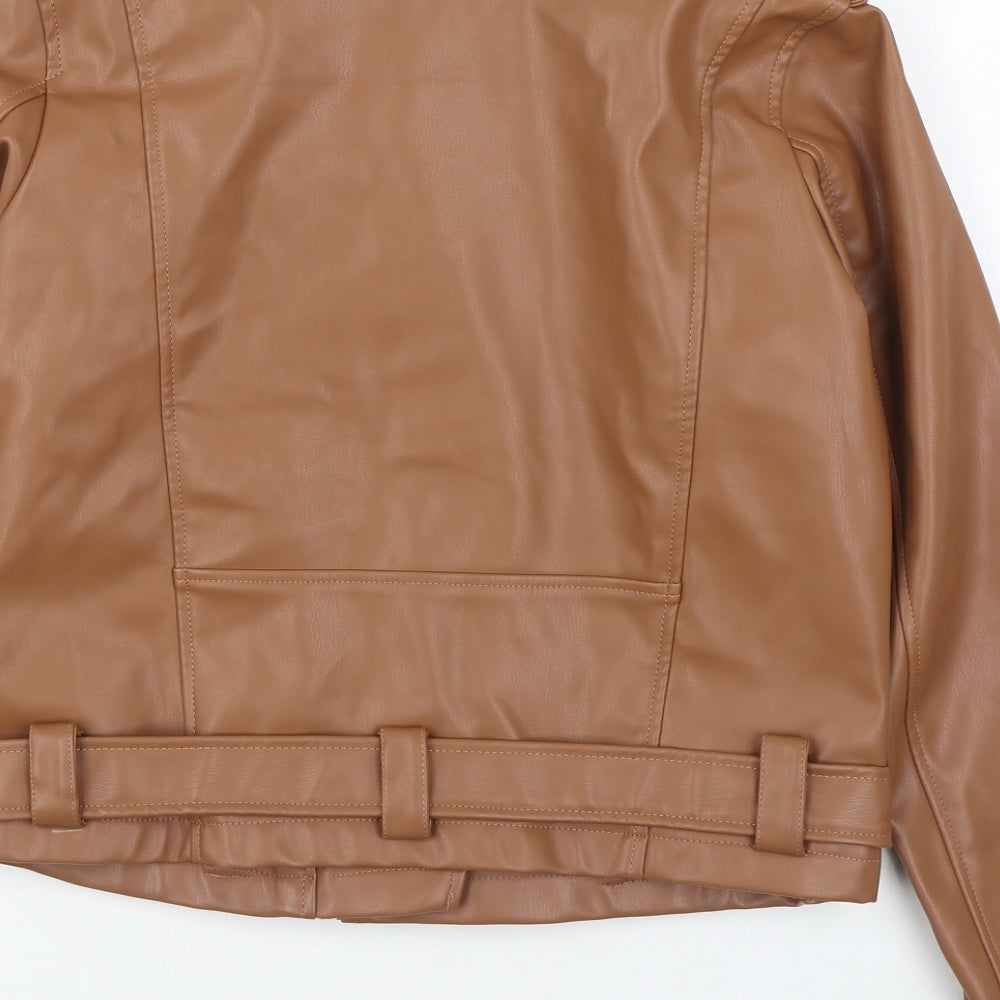 New Look Womens Brown   Biker Jacket Size 12  Zip