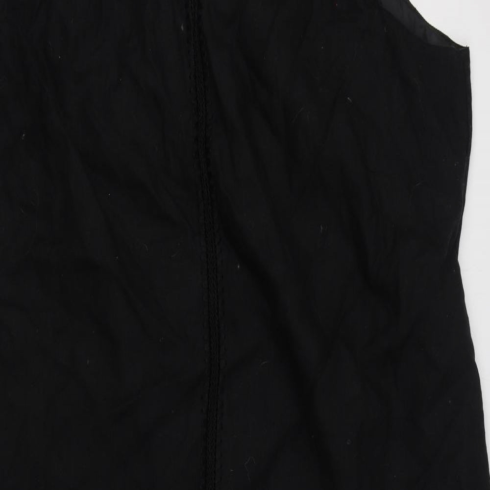 Ann Harvey Womens Black  Linen Sheath  Size 24  Square Neck Zip