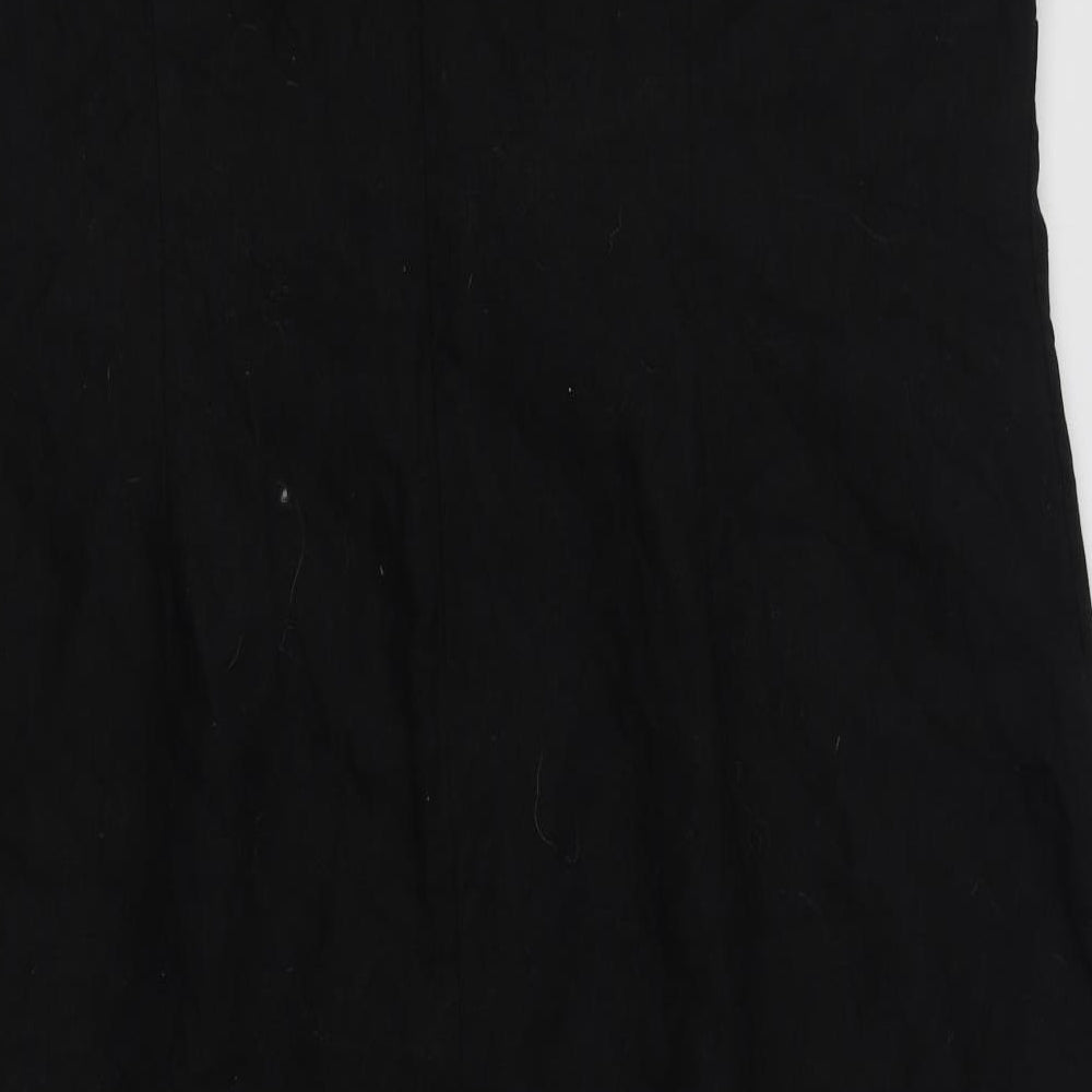 Ann Harvey Womens Black  Linen Sheath  Size 24  Square Neck Zip