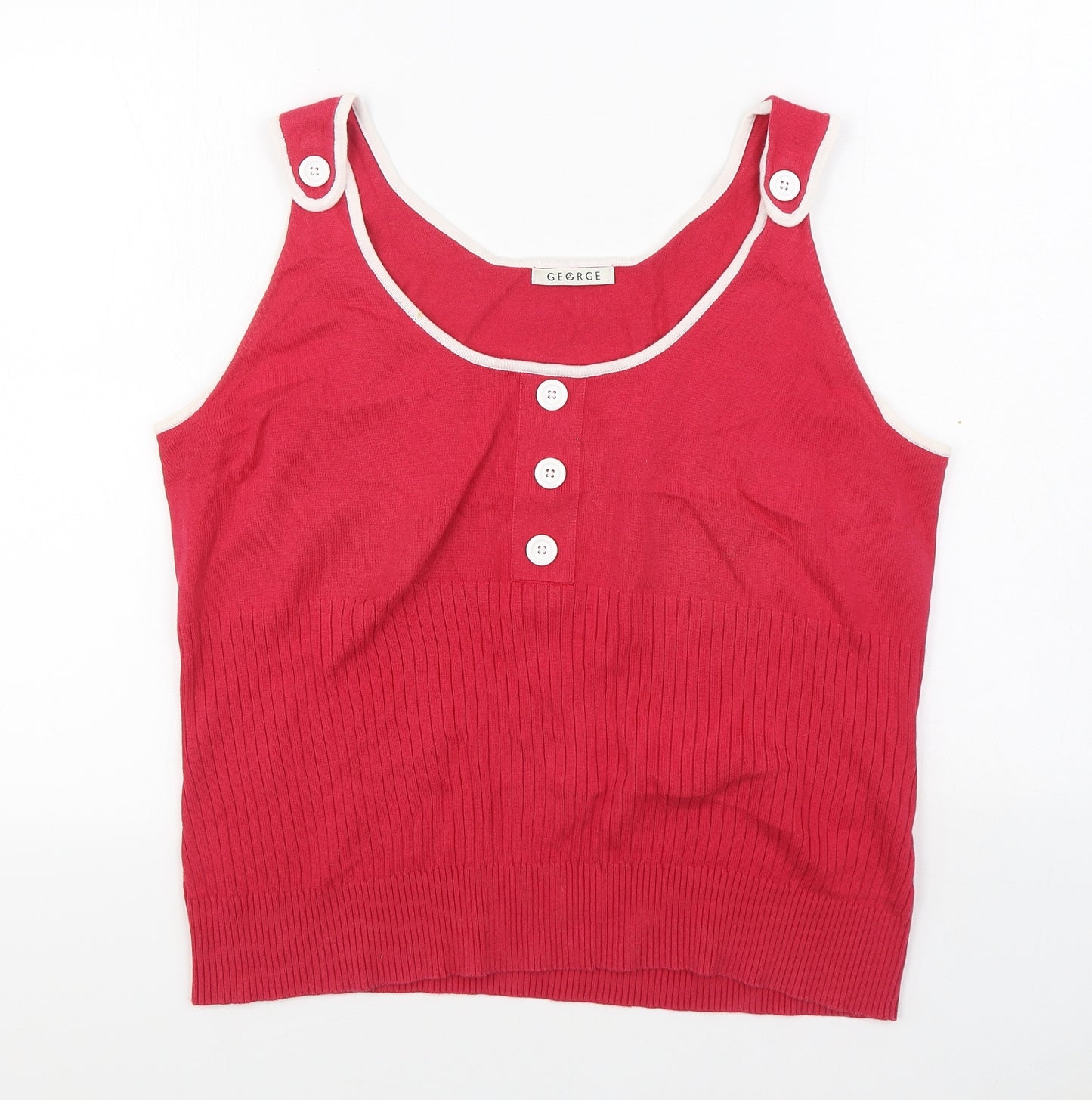 George Womens Pink Scoop Neck  Acrylic Vest Jumper Size L