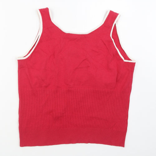George Womens Pink Scoop Neck  Acrylic Vest Jumper Size L