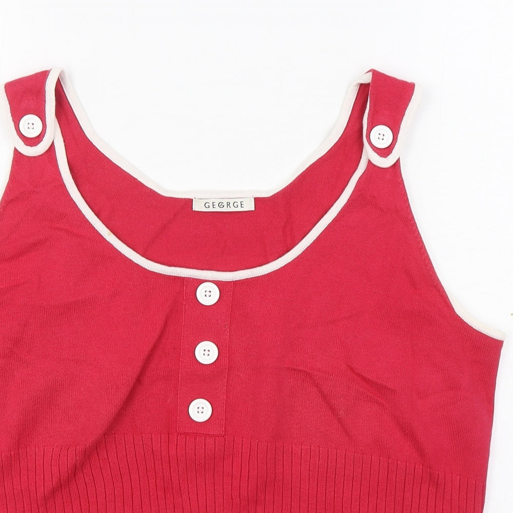 George Womens Pink Scoop Neck  Acrylic Vest Jumper Size L