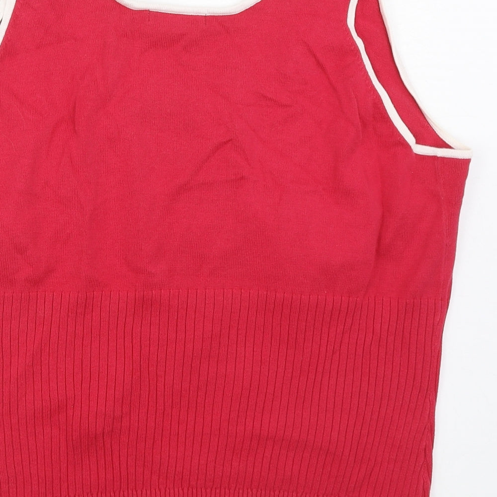 George Womens Pink Scoop Neck  Acrylic Vest Jumper Size L