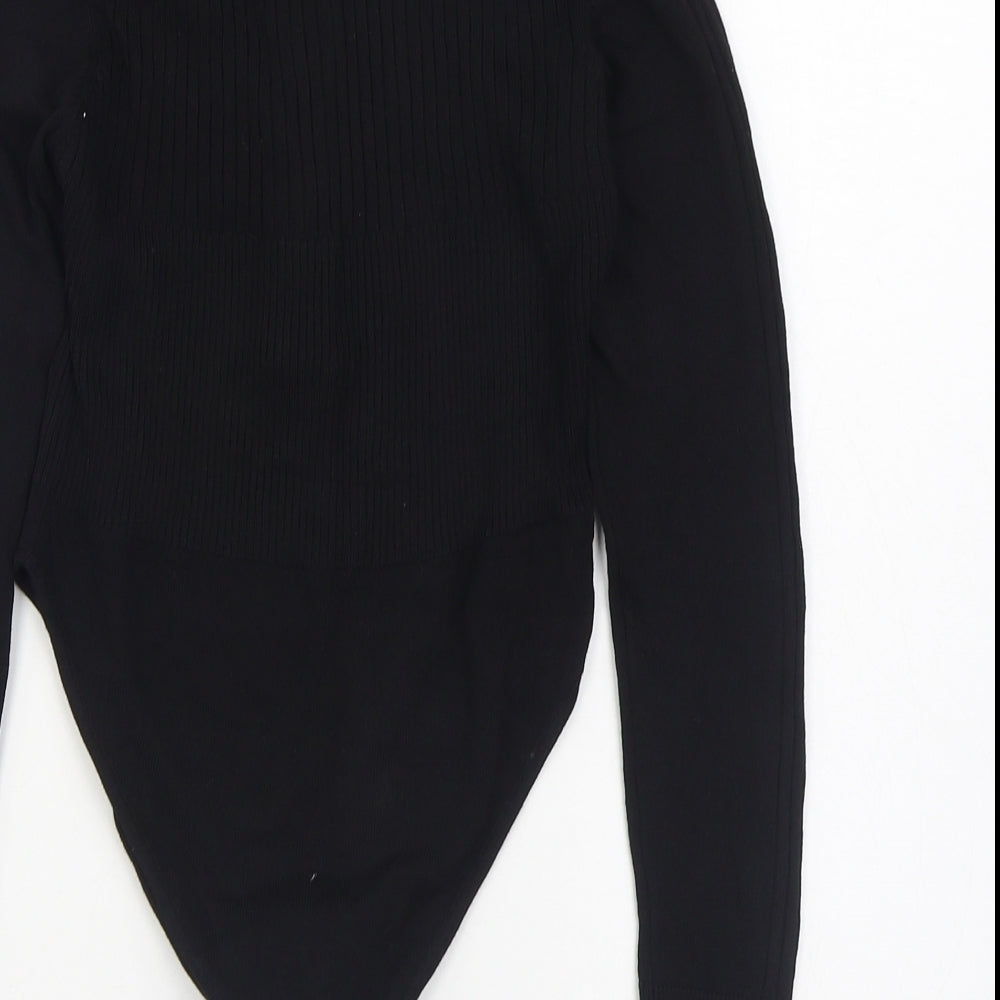 Boohoo Womens Black  Viscose Bodysuit One-Piece Size 12  Button
