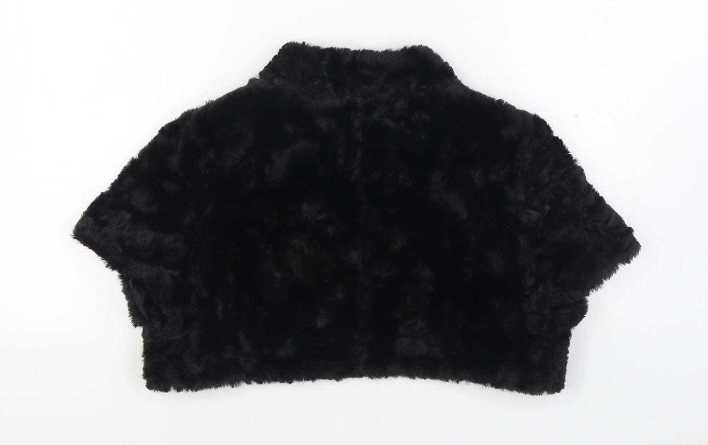 Coast Womens Black V-Neck  Acrylic Shrug Jumper Size L   - Faux fur
