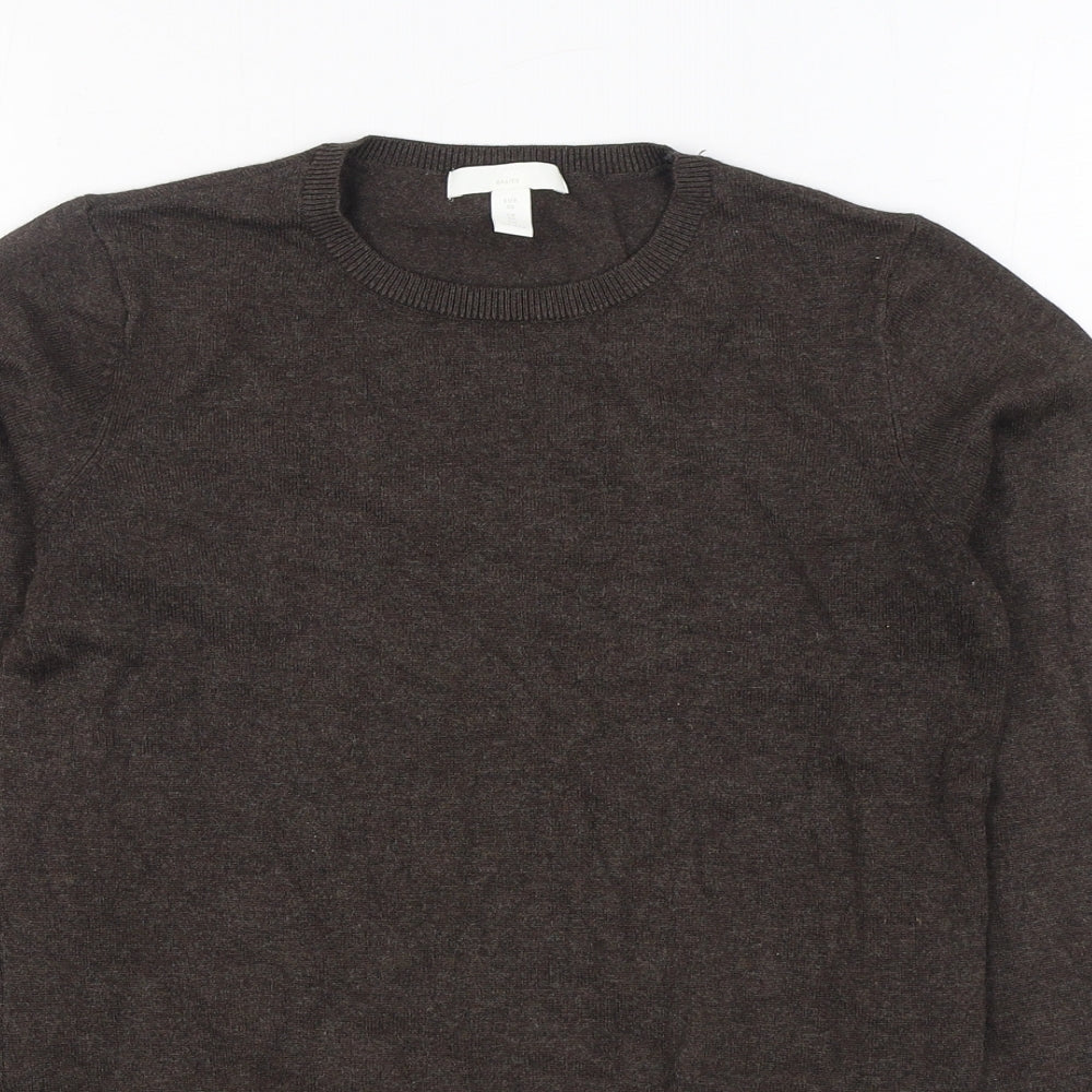 H&M Womens Brown Round Neck  Viscose Pullover Jumper Size XS