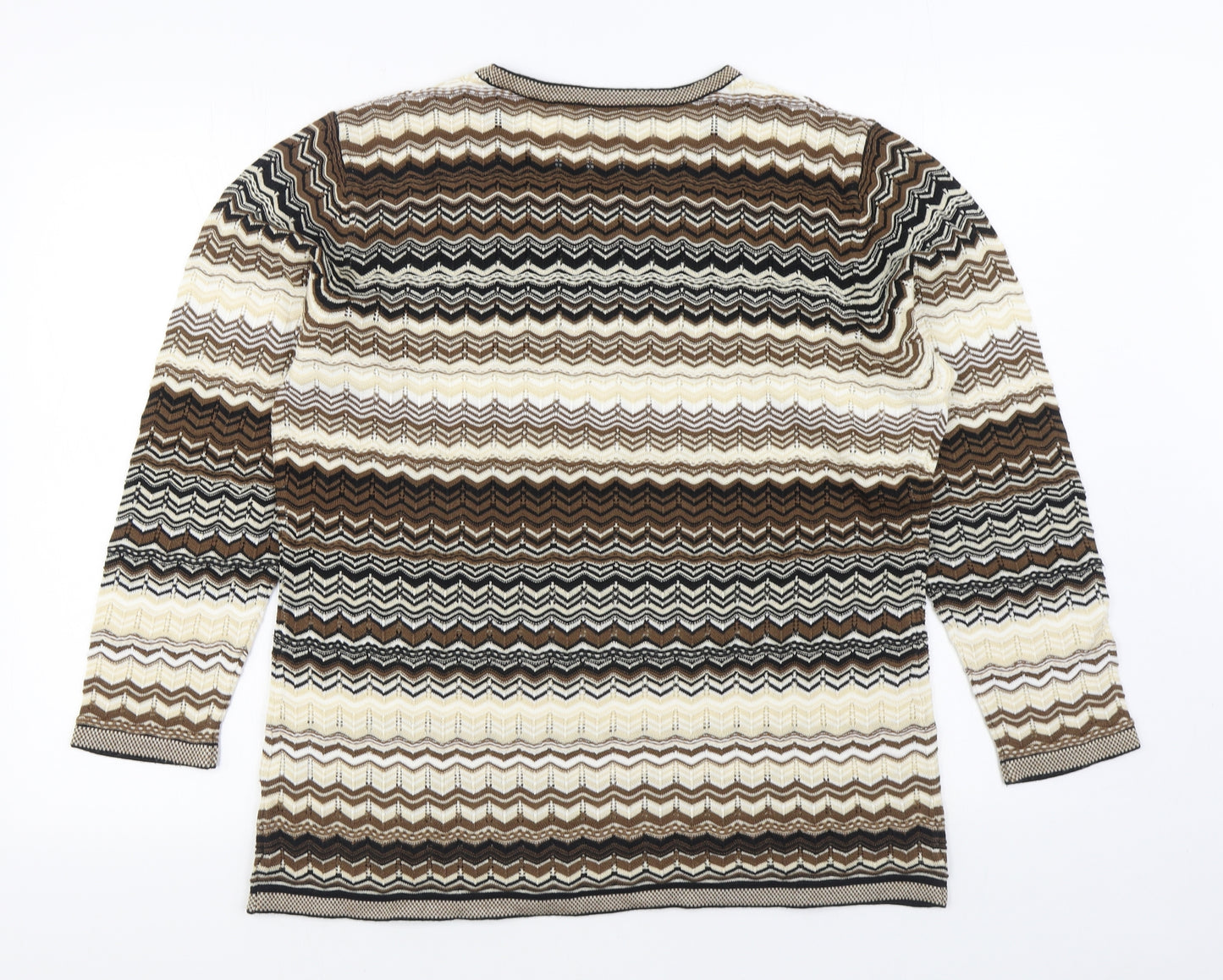 Vilona Womens Blue Round Neck Striped Acrylic Pullover Jumper Size 18