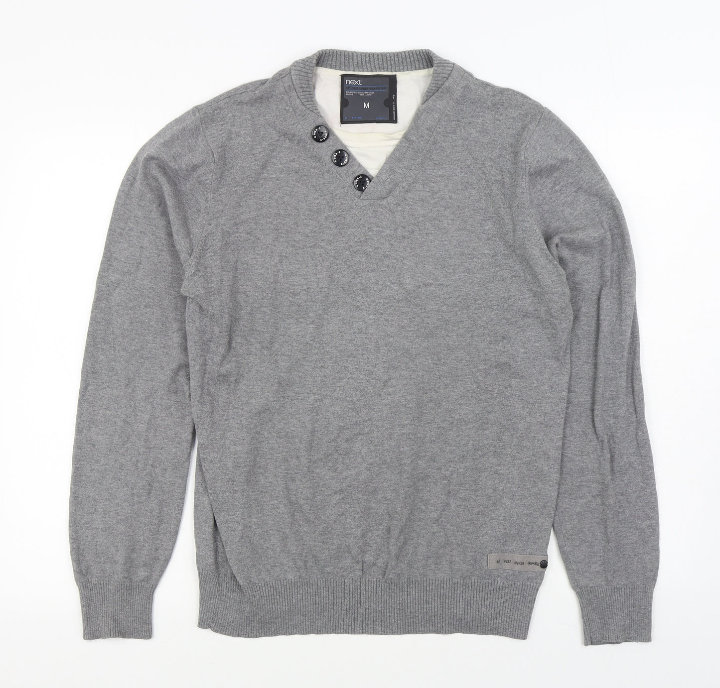 NEXT Mens Grey Round Neck  Cotton Pullover Jumper Size M