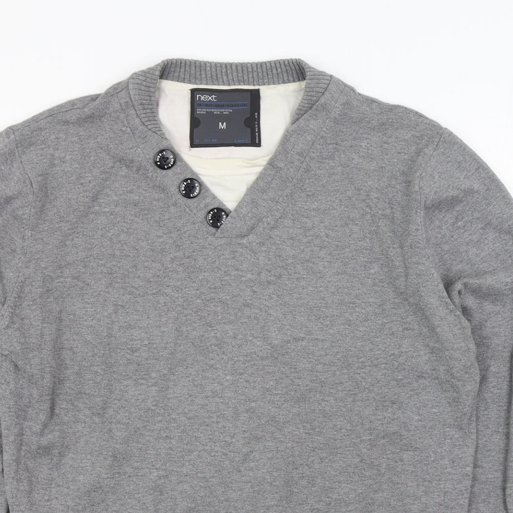 NEXT Mens Grey Round Neck  Cotton Pullover Jumper Size M