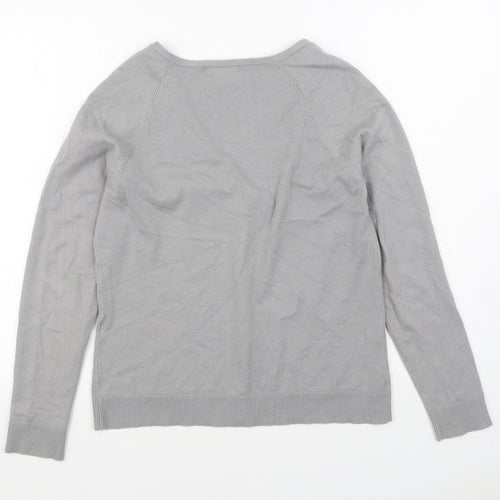 R Essential Womens Grey V-Neck  Acrylic Cardigan Jumper Size 10