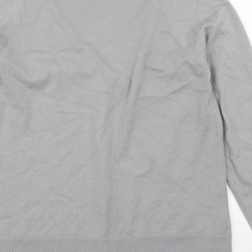 R Essential Womens Grey V-Neck  Acrylic Cardigan Jumper Size 10