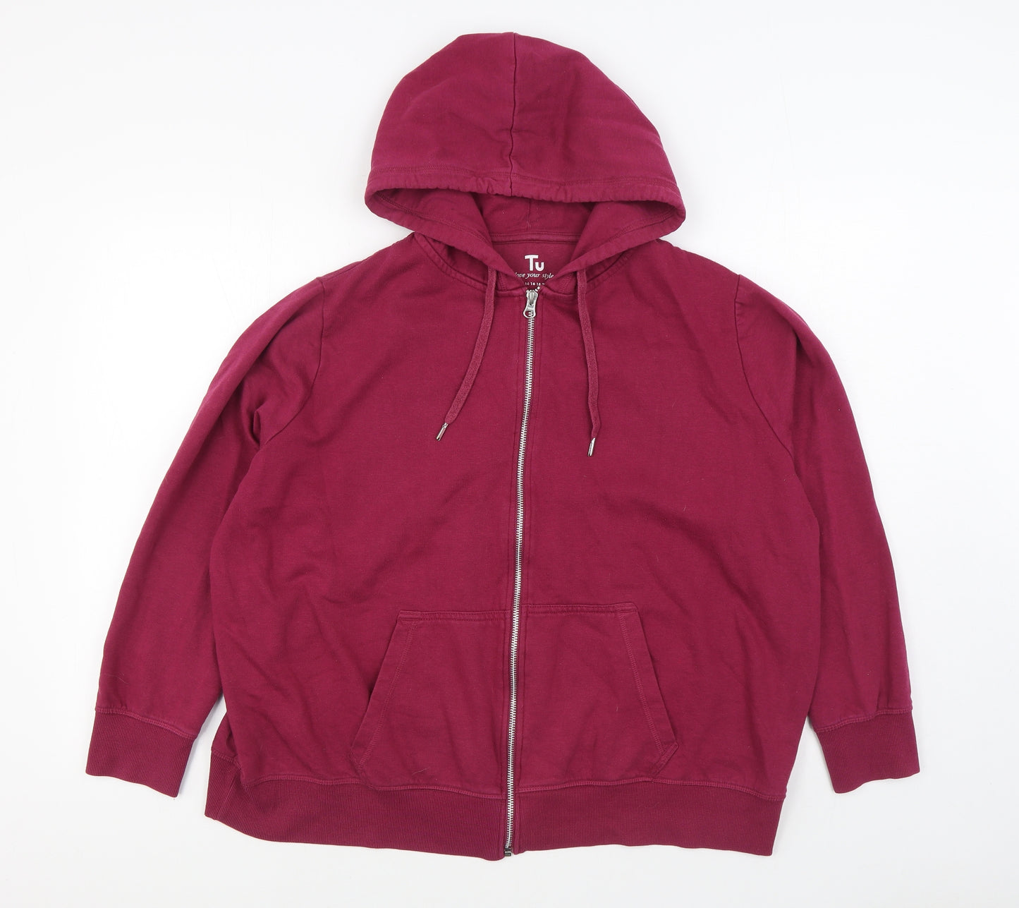 TU Womens Pink  Cotton Full Zip Hoodie Size 24  Zip