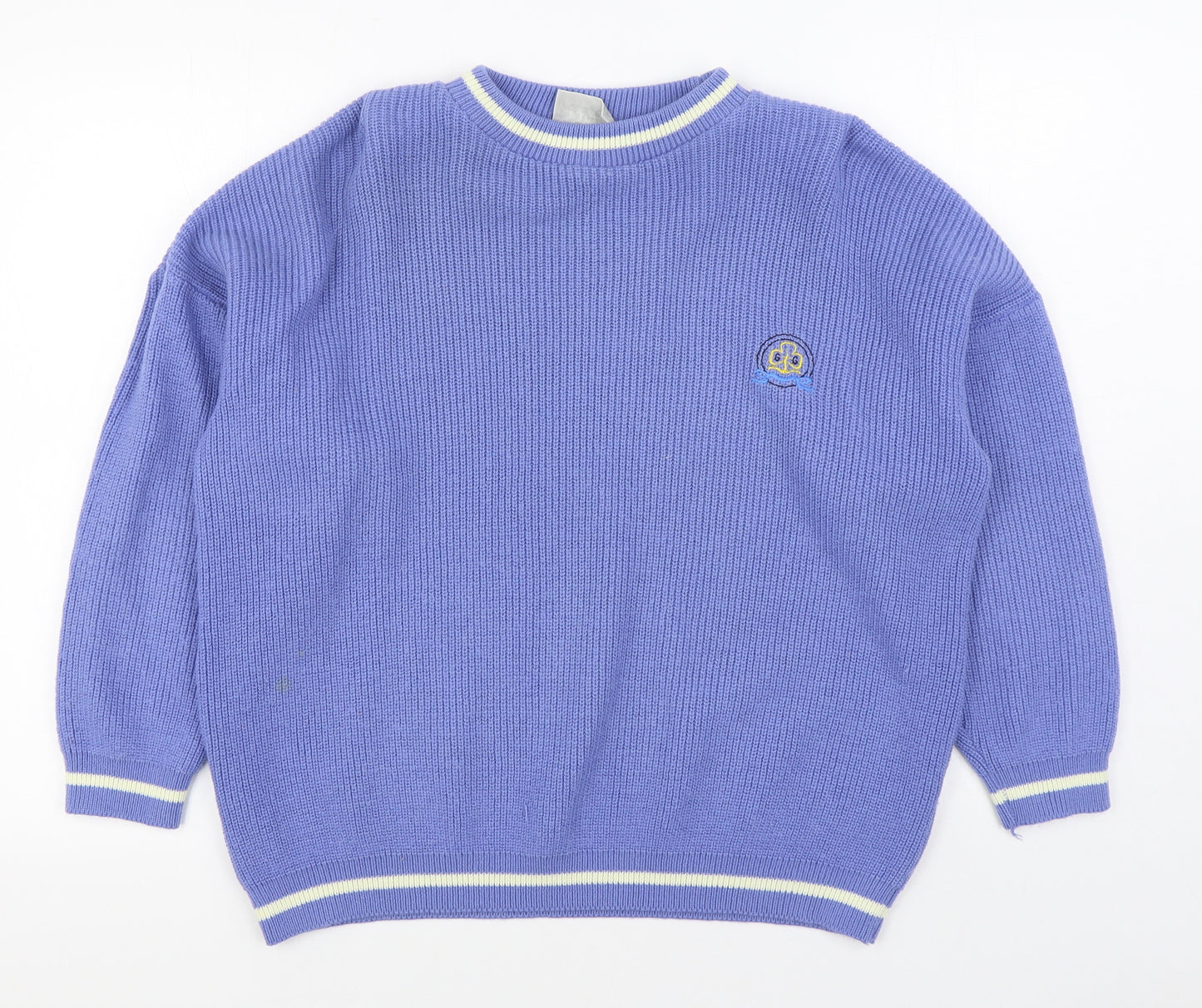Preworn Womens Blue Round Neck  Acrylic Pullover Jumper Size 12