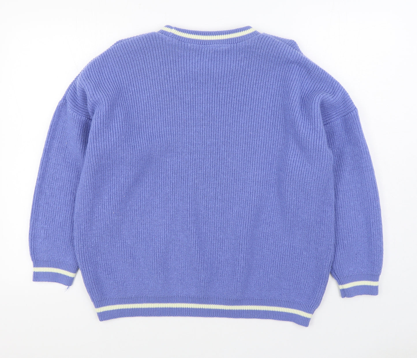 Preworn Womens Blue Round Neck  Acrylic Pullover Jumper Size 12