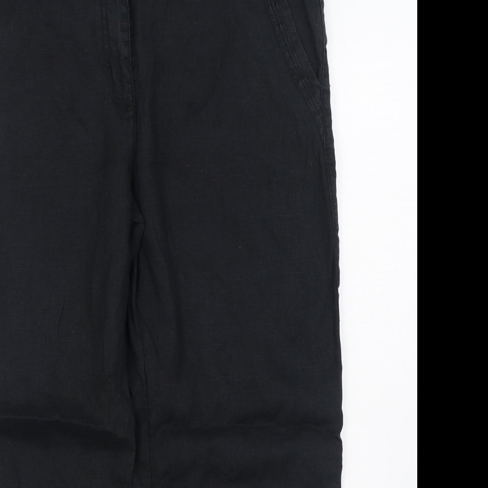 George Womens Black  Linen Trousers  Size 16 L26 in Regular Zip
