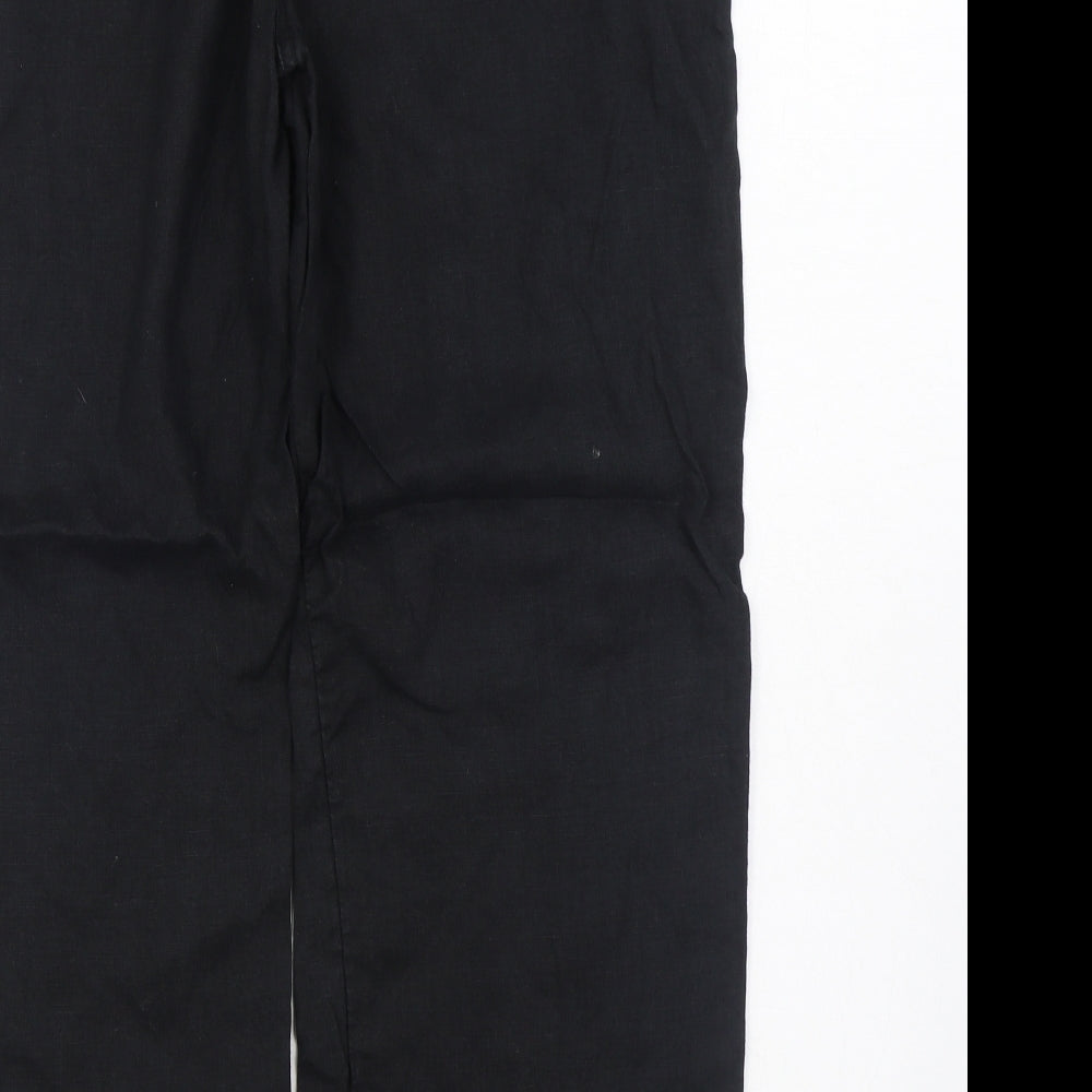 George Womens Black  Linen Trousers  Size 16 L26 in Regular Zip