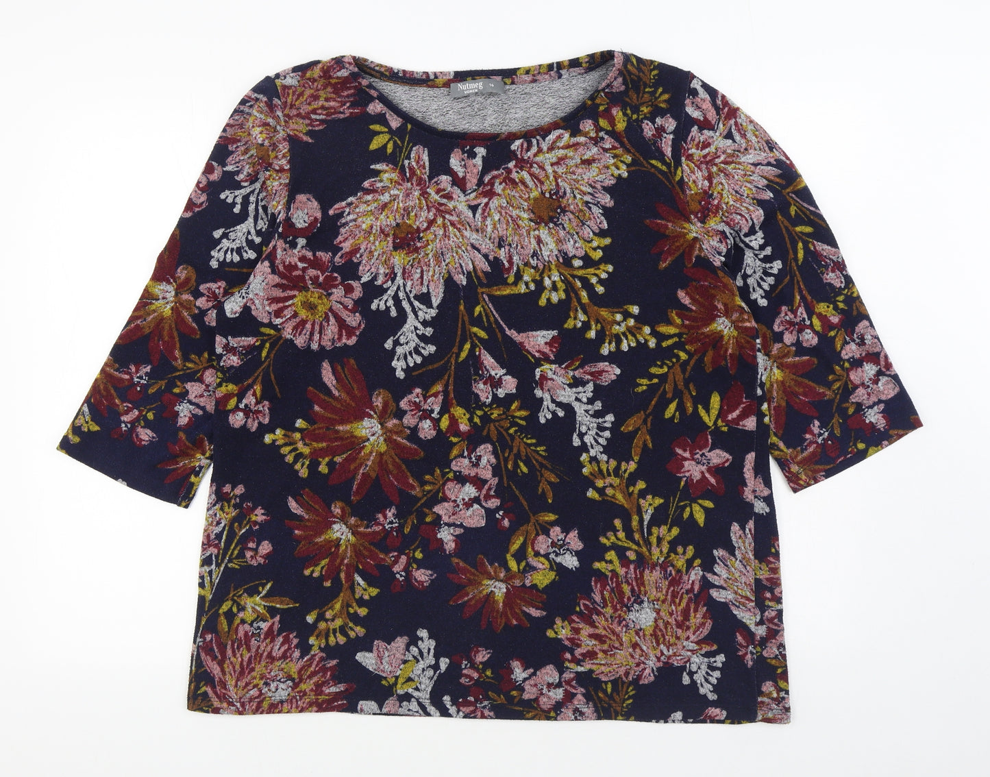 Nutmeg Womens Multicoloured Floral Polyester Pullover Sweatshirt Size 16  Pullover