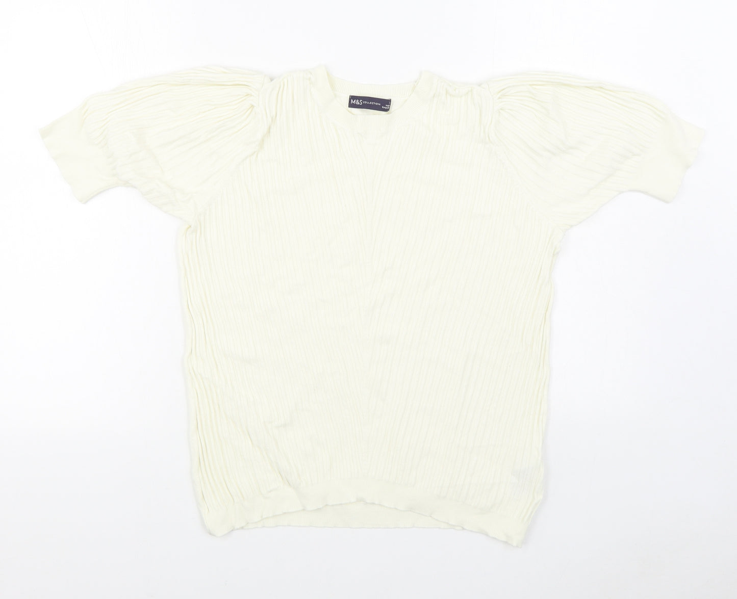 Marks and Spencer Womens White Round Neck  Viscose Pullover Jumper Size 16