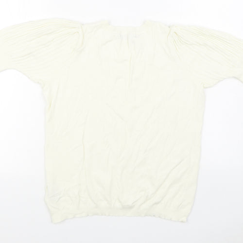 Marks and Spencer Womens White Round Neck  Viscose Pullover Jumper Size 16