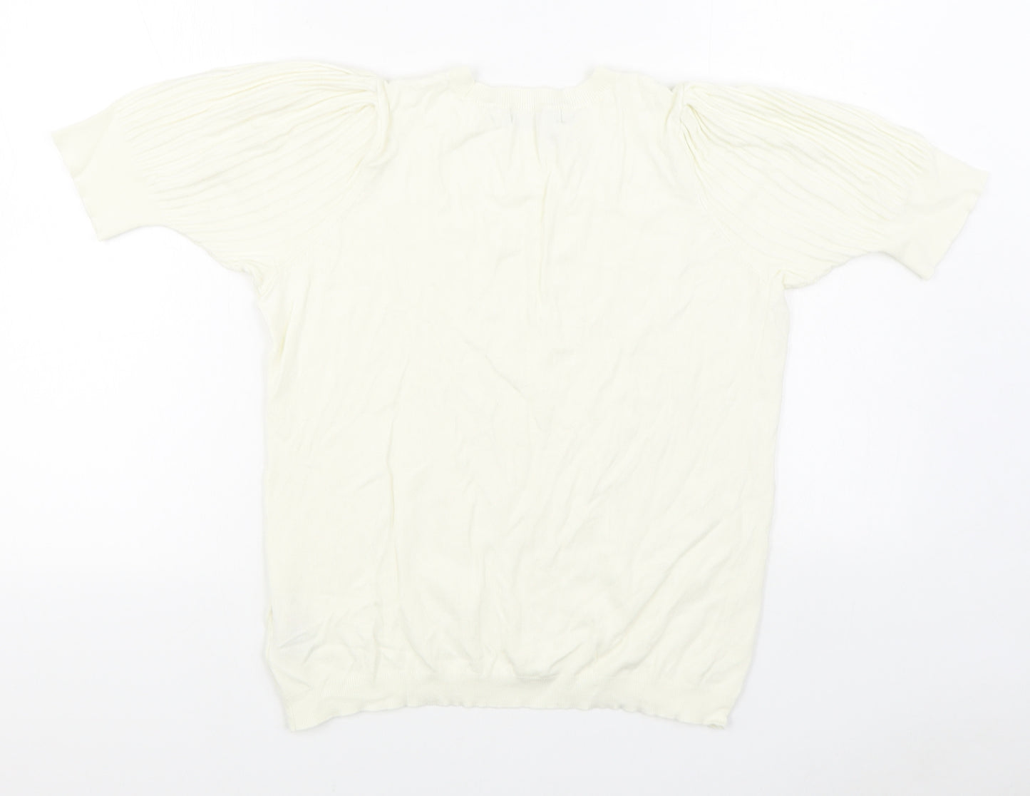 Marks and Spencer Womens White Round Neck  Viscose Pullover Jumper Size 16