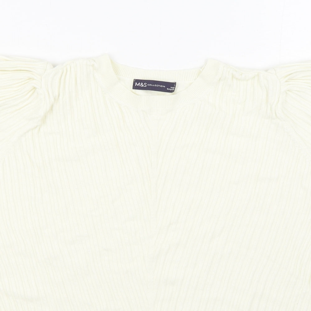 Marks and Spencer Womens White Round Neck  Viscose Pullover Jumper Size 16